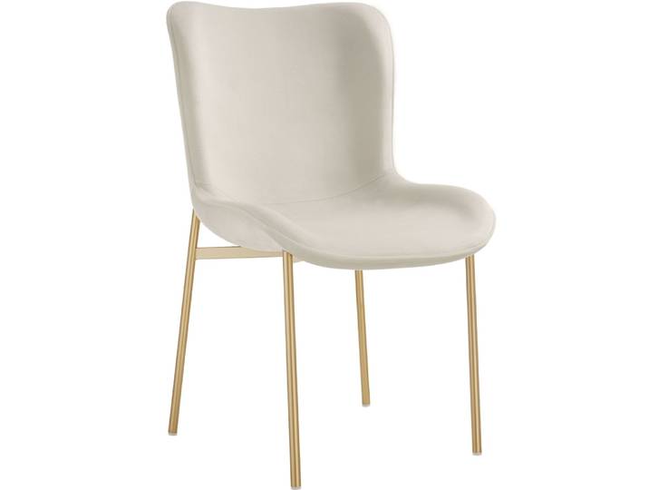 Chaise rembourrée aspect velours forme ergonomique dossier haut beige