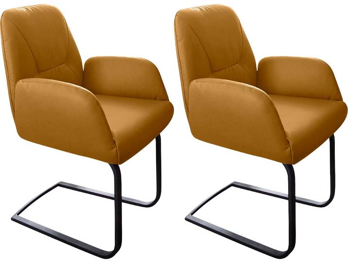 Freischwinger, Gelb, 63x64x90 cm, Longlife Xtra-Leder, Vintage, W.SCHILLIG