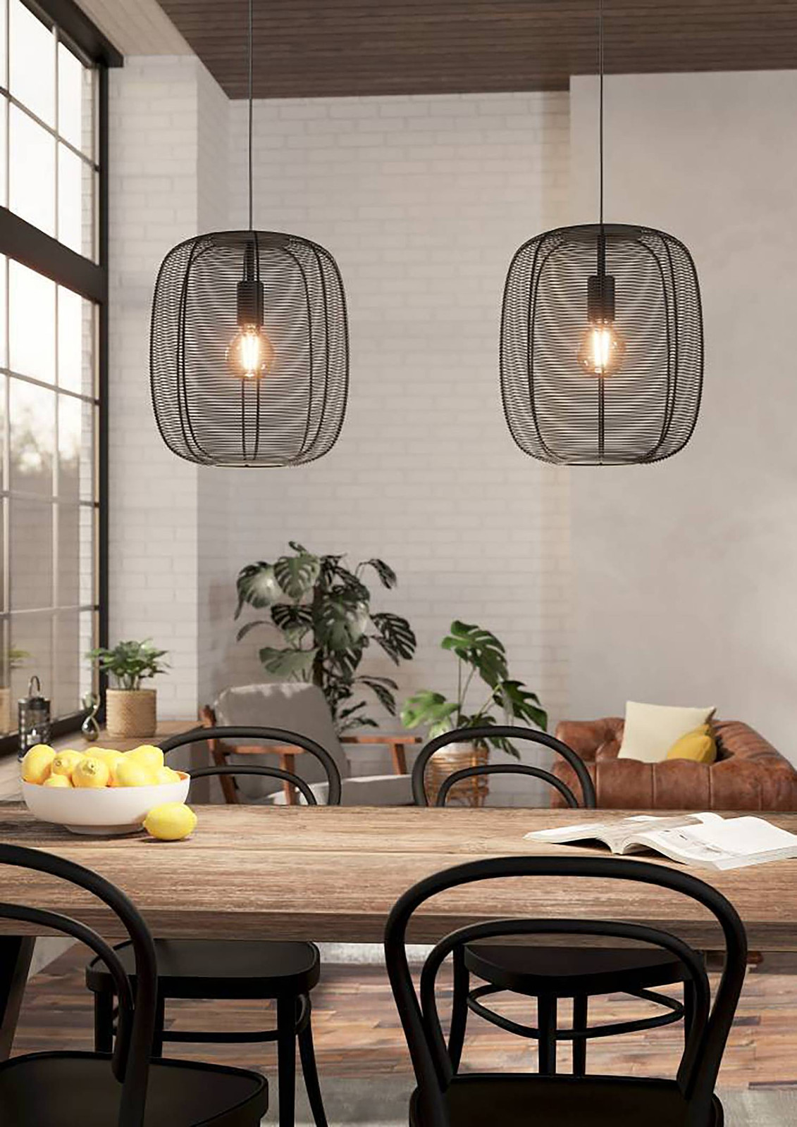 Eglo Rinroe Hanglamp Zwart Metaal 2-Lichts E27