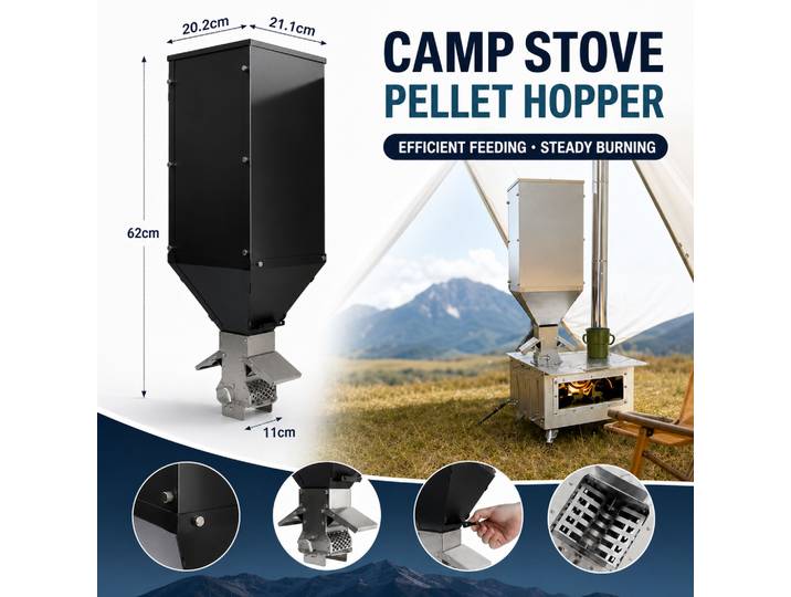 Poêle à bois de camping portable en acier inoxydable, brûleur à granulés haute capacité, chauffage pour les voyages, les pique-niques, les accessoires de cuisine en plein air