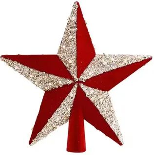 Modern Home Fixes Glitter Christmas Tree Topper Star, Reusable Plastic Pentagram Tree Ornament, Creative Colorful Holiday Decoration wine Red