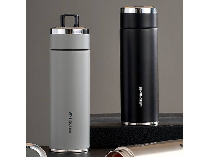 Tasse à eau/bouteille isotherme avec couvercle intérieur en cuivre pur de 350 ml, bouteille d'eau isotherme pour les affaires, tasse en laiton, récipient à boisson sous vide avec intérieur en cuivre