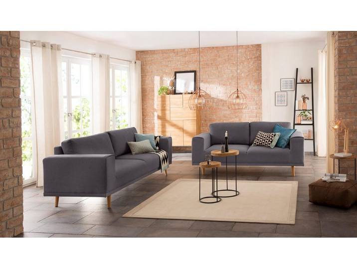 Home affaire 3-Sitzer Lasse, im scandinavischem Stil mit Holzfüßen