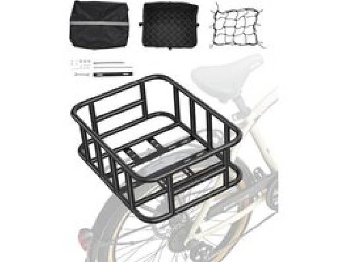 VEVOR Fahrradkorb hinten 435x330x155 mm, Hinterradkorb mit Gepäcknetz & Abdeckung, Gepäckträger zum Transport von Hunden, Haustieren, Obst & Lebensmitteln, Montagewerkzeug im Lieferumfang enthalten