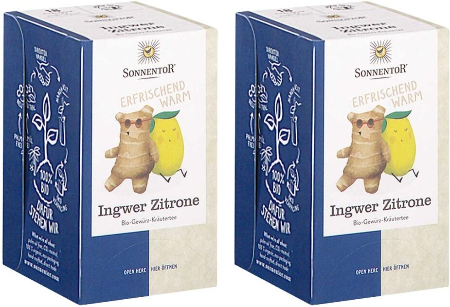SONNENTOR Ingwer Zitrone Bio Gewürz Kräutertee 2x18stk