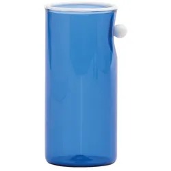 Zafferano Set aus 4 hohen Austerngläsern aus blauem Borosilikatglas mit weißer Glasperle für Cocktails und elegante Getränke, handgefertigt.