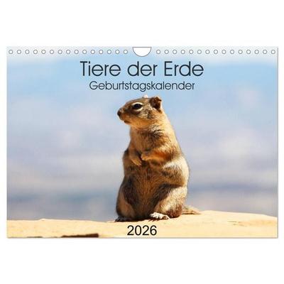 Tiere der Erde Geburtstagskalender (Wandkalender 2026 DIN A4 quer), CALVENDO Monatskalender