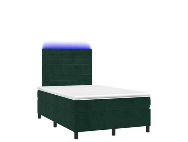 Boxspringbett mit Matratze und LED Beleuchtung Dunkelgrün 120x190 cm Samt
