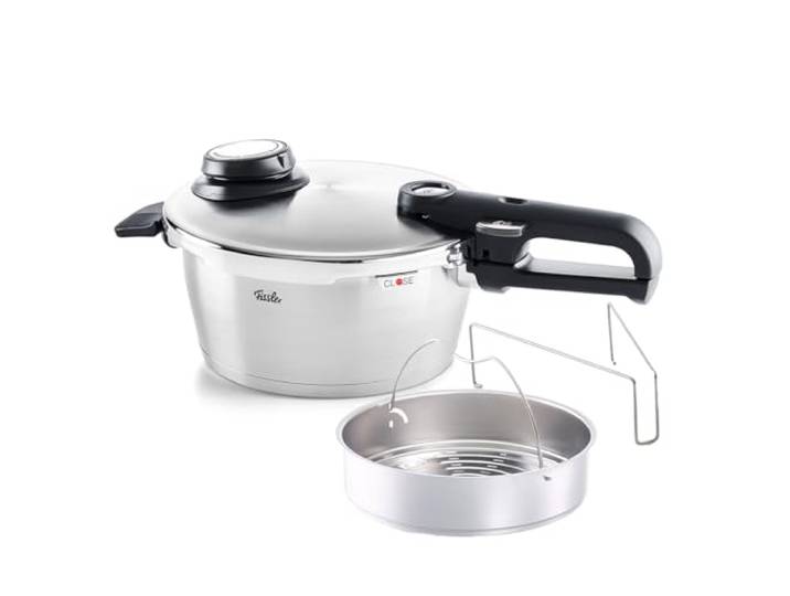 Fissler, Vitavit Premium Schnellkochtopf (3,5 L, Ø 22 cm), Edelstahl, 4 Garstufen inkl. Dampfgarstufe, Einsatz, Induktion, Made in Germany