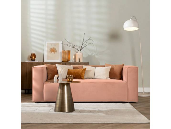 Bronx71 Samt Sofa Memphis 2,5-Sitzer rosa