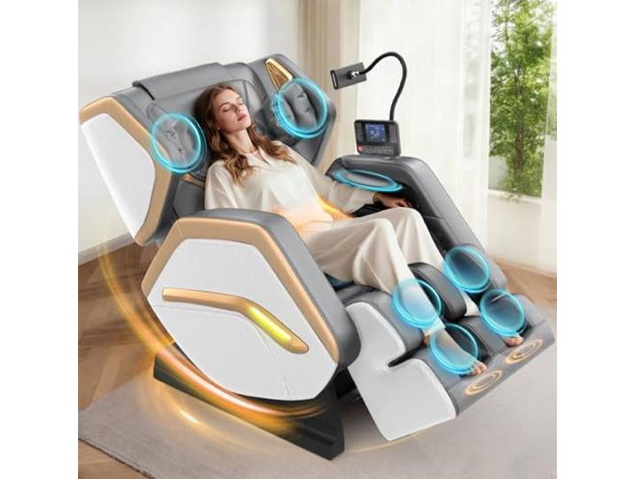 NAGLIFOR Massagesessel,Ganzkörper-Massagestuhl, 14 Massagerollen Rücken- und Beinheizung, Fußmassage, 8 Airbags, Bluetooth-Lautsprecher, Touch-Fernbedienung für Familie und Freunde
