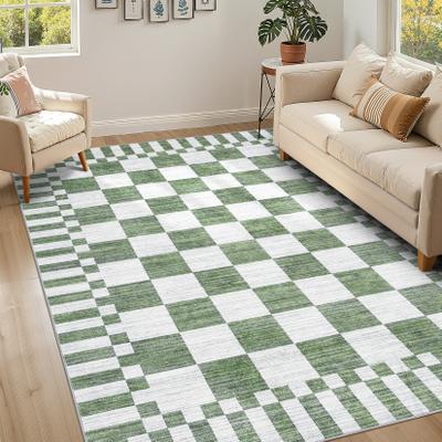 Garvee Modern Checkered Geometric Washable Area Rugs for Living Room