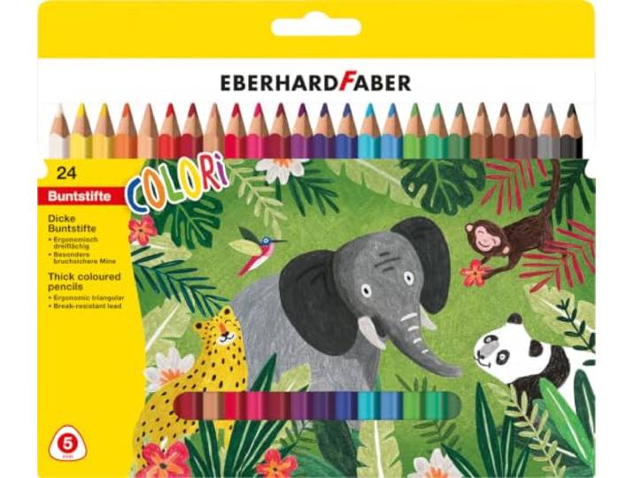 EBERHARD FABER - Colori-kleurpotloden set, 24 driehoekige jumbo-potloden
