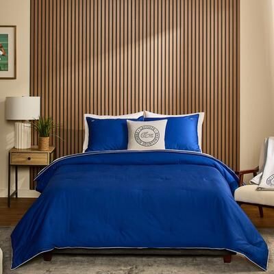 Lacoste Tiebreak 3-Piece Percale Premium Cotton with Contrast Piping Bedding Comforter Set