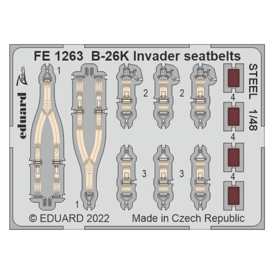 Eduard B-26K Invader seatbelts STEEL for ICM (FE1263)