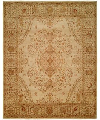 KALATY Traditional White Hand-Knotted Wool Area Rug