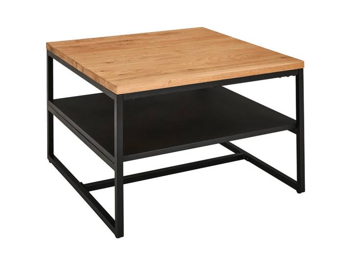 Mid.you Couchtisch, Natur, Schwarz, Holz, Metall, Eiche, massiv, quadratisch, U-Form, 70x45.5x70 cm, Wohnzimmer, Wohnzimmertische, Couchtische