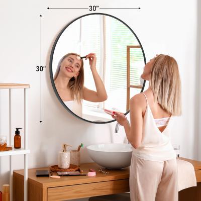 Fusion Finds Round Wall Mirror With Matte Gold Frame For Bathroom, Bedroom & Living Room black 3