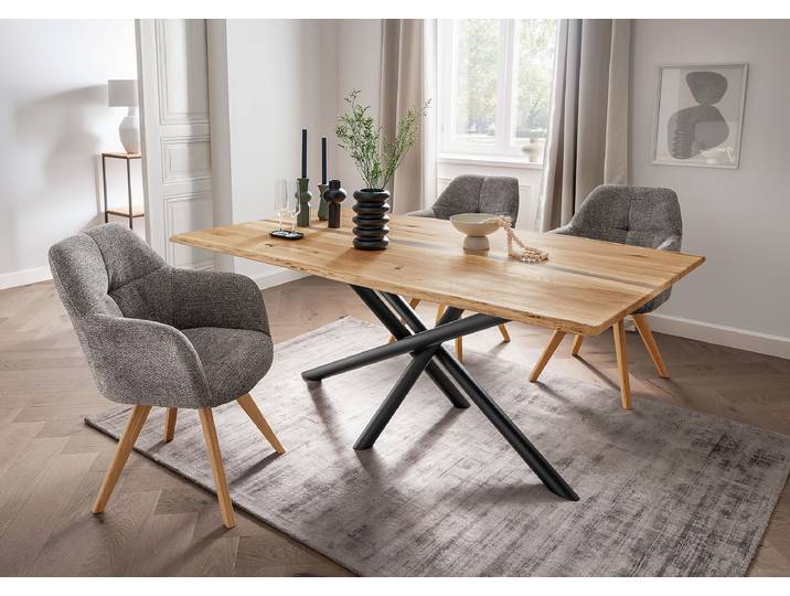 Table Ispas en chêne massif B 220cm Marron