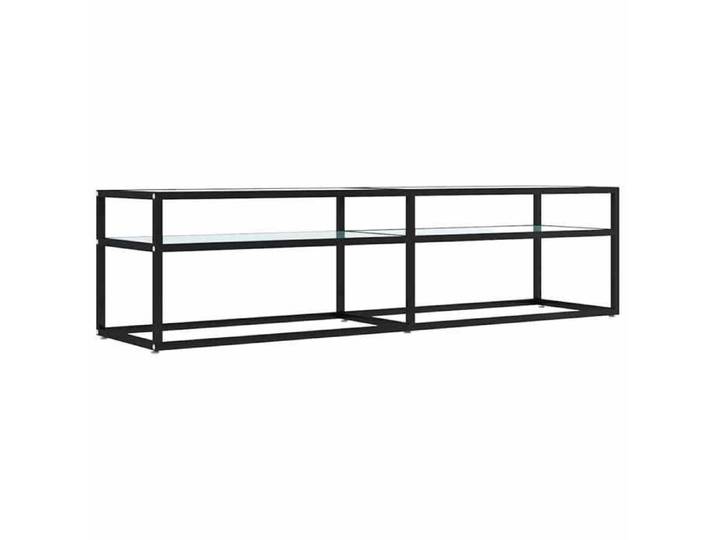 Meuble TV Marbre blanc - - Noir et marbre blanc - 160x40x40 5cm - acier - Console TV - Entretien Facile - design élégant 3711