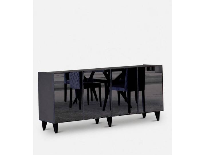 JVmoebel Sideboard Modernes Sideboard Schwarz Glas Geräumig Verspiegelt lux Design, Made in Europa