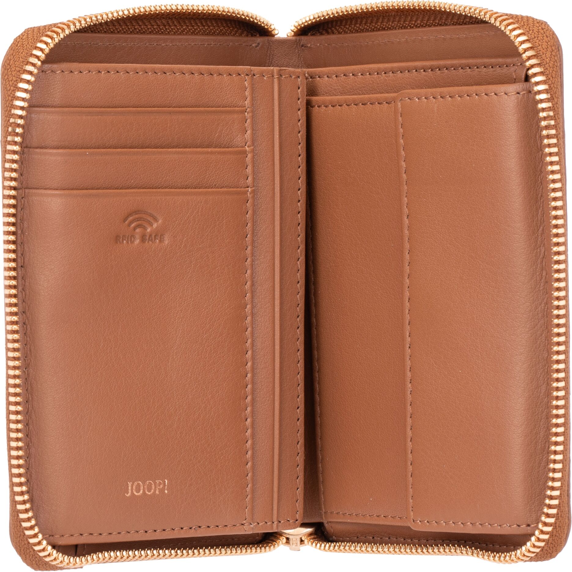 Joop! Geldbörse JOOP "leggero stampa nisa purse mh6z", Damen, braun (cognac), Rindsleder, Kleinlederwaren Geldbörse, Damen Geldbeutel, Portemonnaie mit Reissverschluss cognac Einheitsgröße