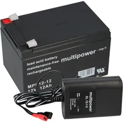 Multipower Blei-Akku MPL12-12 12V 12Ah + Ladegerät