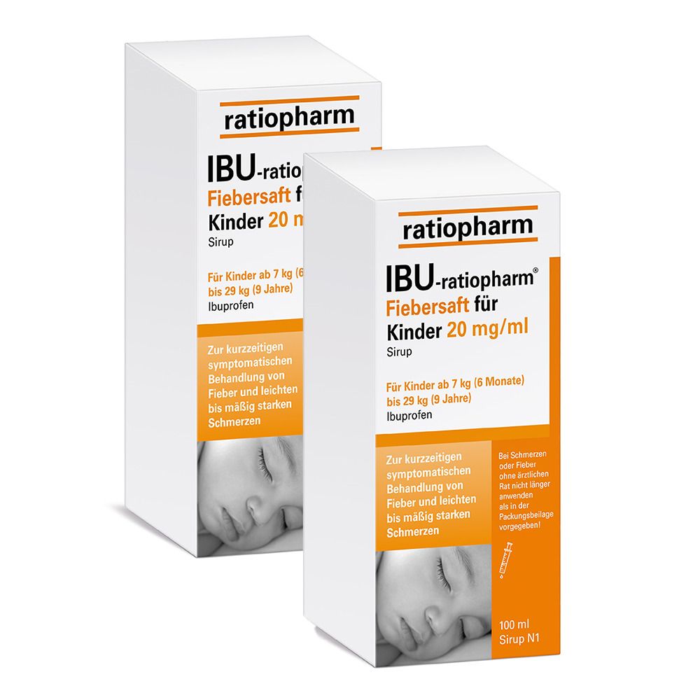 2x Ibu-Ratiopharm Fiebersaft für Kinder 20 mg/ml 2x100 ml Saft