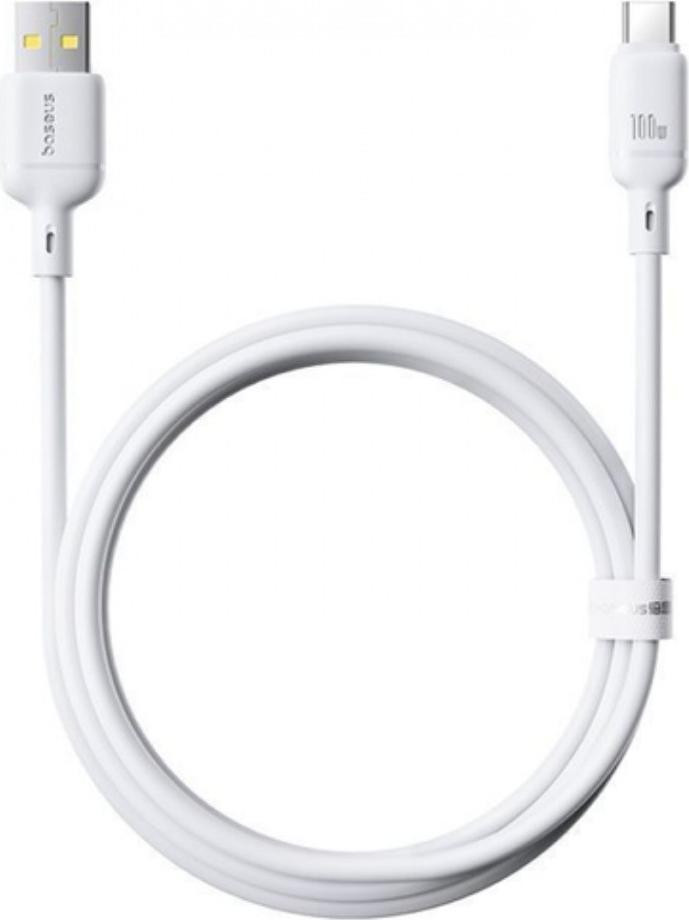 Baseus Silky Serie USB-A naar USB-C Kabel, PD 100W, 1 meter, wit