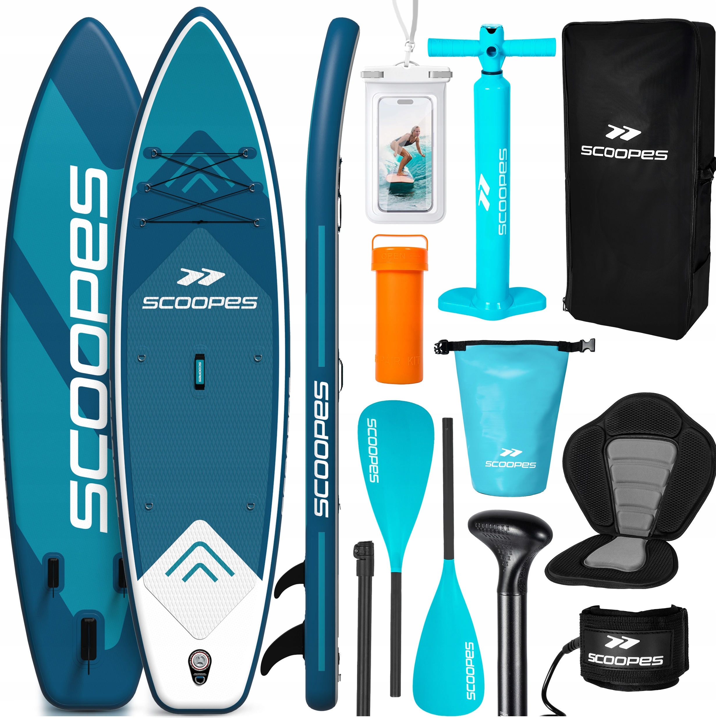 320 cm Allround aufblasbares SUP 2-in-1 SUP/Kajak mit Sitz und Paddel Scoopes