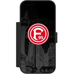Nivocase Klapphülle für Apple iPhone 17 Pro Handyhülle aus Kunst Leder NIVOflip schwarz Fortuna Düsseldorf (Apple iPhone 17 Pro), Smartphone Hülle, Schwarz