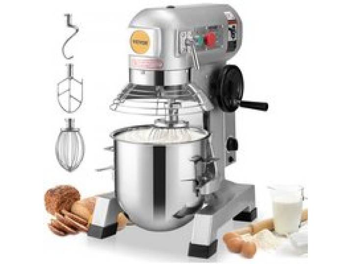 VEVOR Kommerzieller Küchenmixer, 18,7 l kommerzieller Standmixer mit 3 einstellbaren Geschwindigkeiten, 1100 W Teigmixer mit Edelstahlschüssel und 3 Mixaufsätzen, ideal für Restaurant, Bäckerei, Konditorei, Café