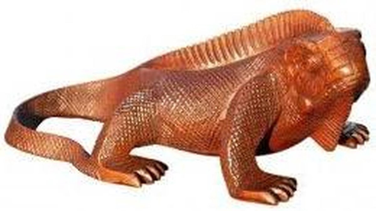Handgemaakt houten drakenfiguur decoratie - Mahoniebruin - 30 cm