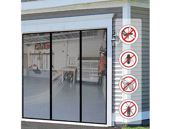 Noir, moustiquaire magnétique pour porte, moustiquaire anti-insectes d'été de taille personnalisée, rideau à fermeture automatique, applicable aux portes en verre