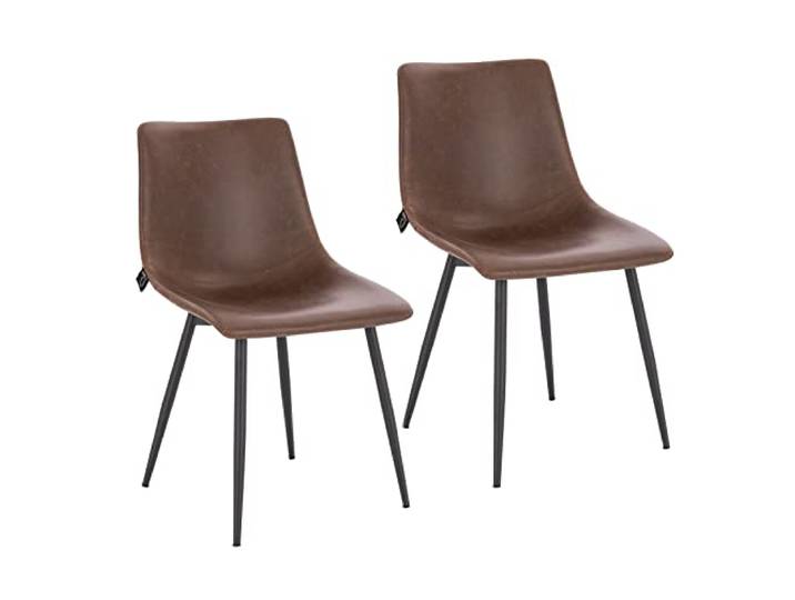 SVITA Miles 2er Set Esszimmerstühle Metallbeine Küchenstühle Kunstleder Braun