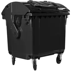 Hardwex Müllcontainer 1100 l Schwarz mit Runddeckel, Deckel im Deckel