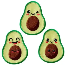 buttinette Applikationen "Happy Avocado", Größe: 4,1 x 5,4 cm, Inhalt: 3 Stück