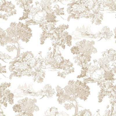 Galerie Wallcoverings Blooming Garden Collection Toile Garden Matte Finish Vinyl on Non-woven Wallpaper Roll