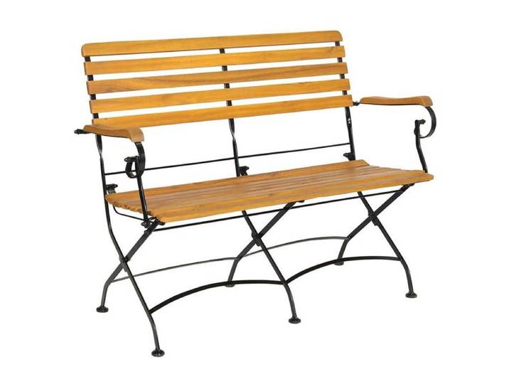 Acamp Lindau Gartenbank 115 cm Eisen/Akazie Schwarz