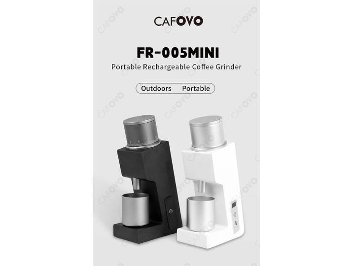 CAFOVO FR-005mini moulin à café électrique 160 tr/min 304 acier 38mm fraises coniques Portable extérieur moulin à café Rechargeable