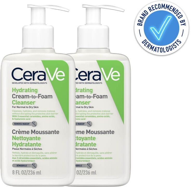 CeraVe Hydrating Cream-to-Foam Cleanser 236ml Double