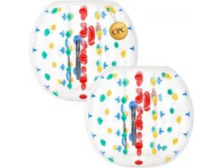 VEVOR 2 Bumper Bälle Aufblasbar 1,2 m PVC Bump Ball mit Farbigen Punkten für Garten, Camping, Picknick, Rasen und Schulsport, Auslaufsicheres Drehventil, Verstärkte Gurte und Heißverschweißter Griff