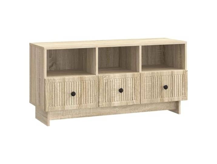 Favemtsl TV-Schrank Sonoma-Eiche 102 x 34,5 x 50 cm Lowboard Praktisches Möbel fürs Wohnzimmer mit 3 Schubladen und 60 kg Tragkraft für geordnete Medientechnik.