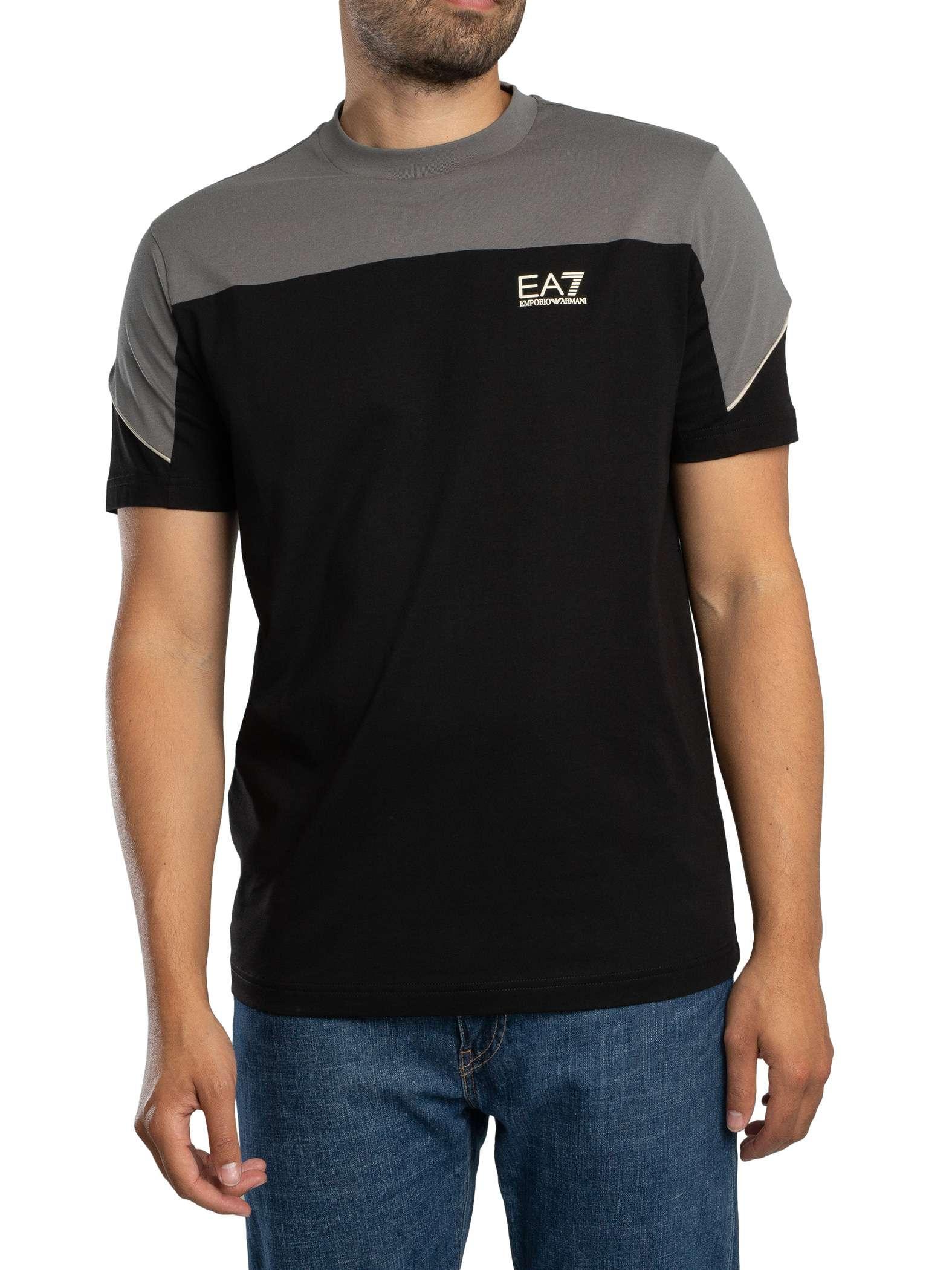 EA7 Regular Chest Logo T-Shirt, Schwarz