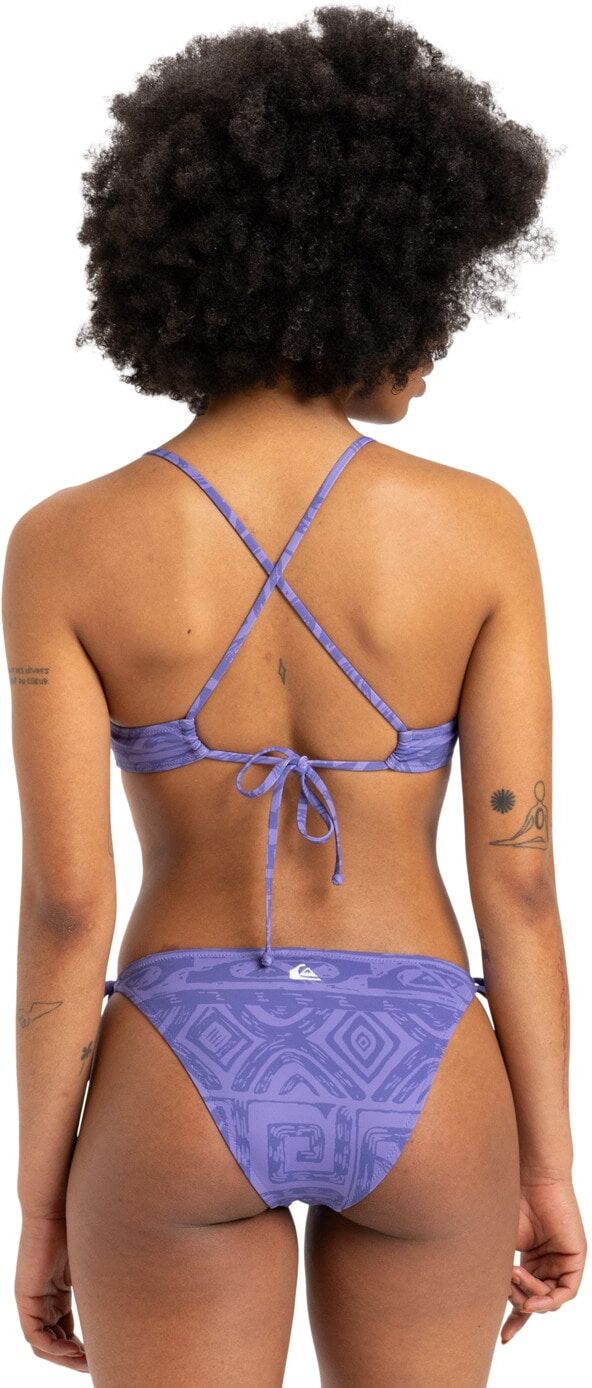 Bikini-Hose QUIKSILVER "Clickity Clack", Damen, Gr. M, lila (dusted peri global heat 64x64), Obermaterial: 87% Nylon, 13% Elasthan., Badehosen Bikini-Hose dusted peri global heat 64x64 M