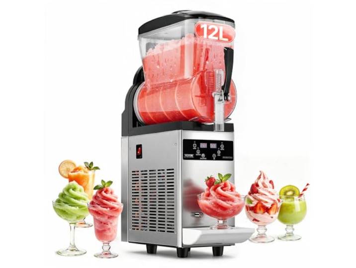 VEVOR kommerzielle Slusheis Maschine 12 L Einzeltank-Maschine für gefrorene Getränke, 48 Tassen Edelstahl Slush-Eismaschine mit elektronischem Tastenfeld Softeis Maker für Partys Restaurants Cafés