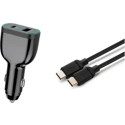 CoreParts USB-C Car Charger for Laptop, Auto Adapter, Schwarz