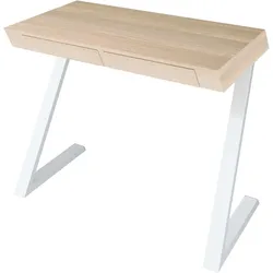 Letti Moderni Schreibtisch Nith 100x76 cm in Eiche Weiß – moderner Arbeitstisch
