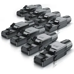 Primewire 8x Netzwerkstecker feldkonfektionierbar RJ45 CAT 8, Steckverbinder CAT8 für LAN Kabel Netzwerkkabel (Netzwerkkabel Stecker), Zubehör Netzwerk