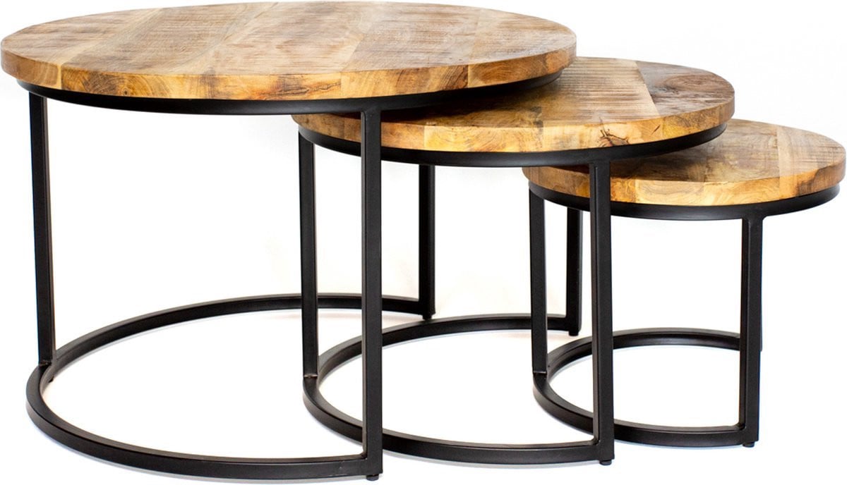 Bolt Edge Set van 3 Ronde Industriele Salontafels